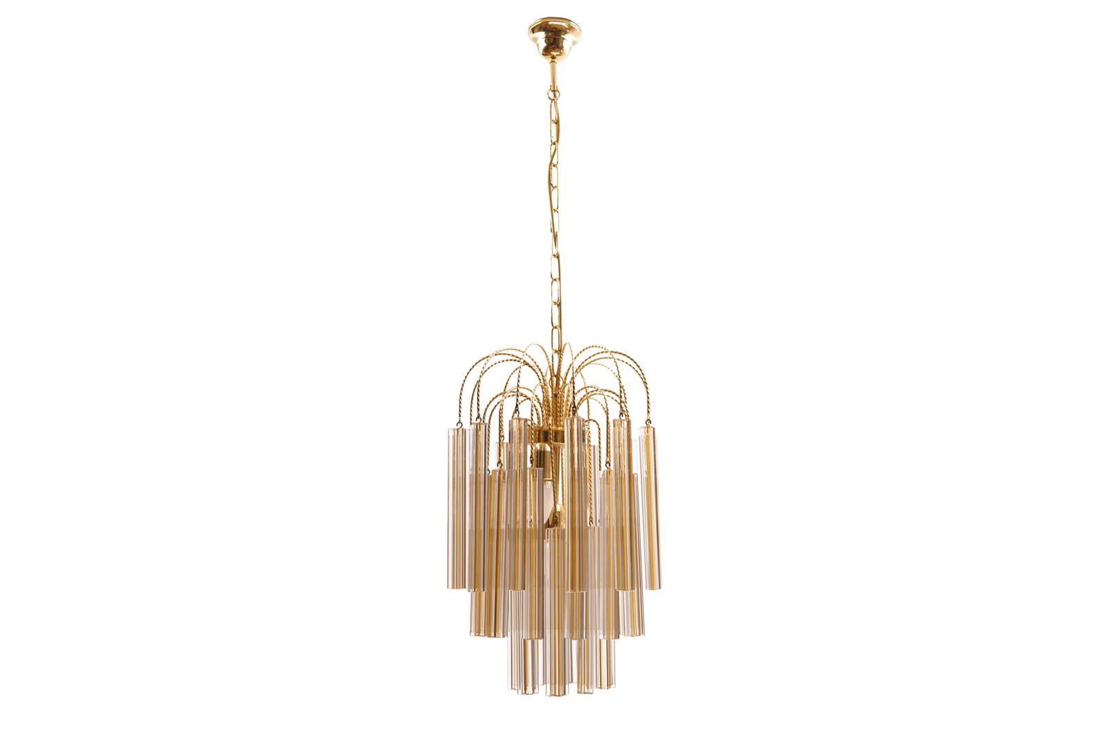 Vintage Venini Chandelier With Two Tone Murano Glass