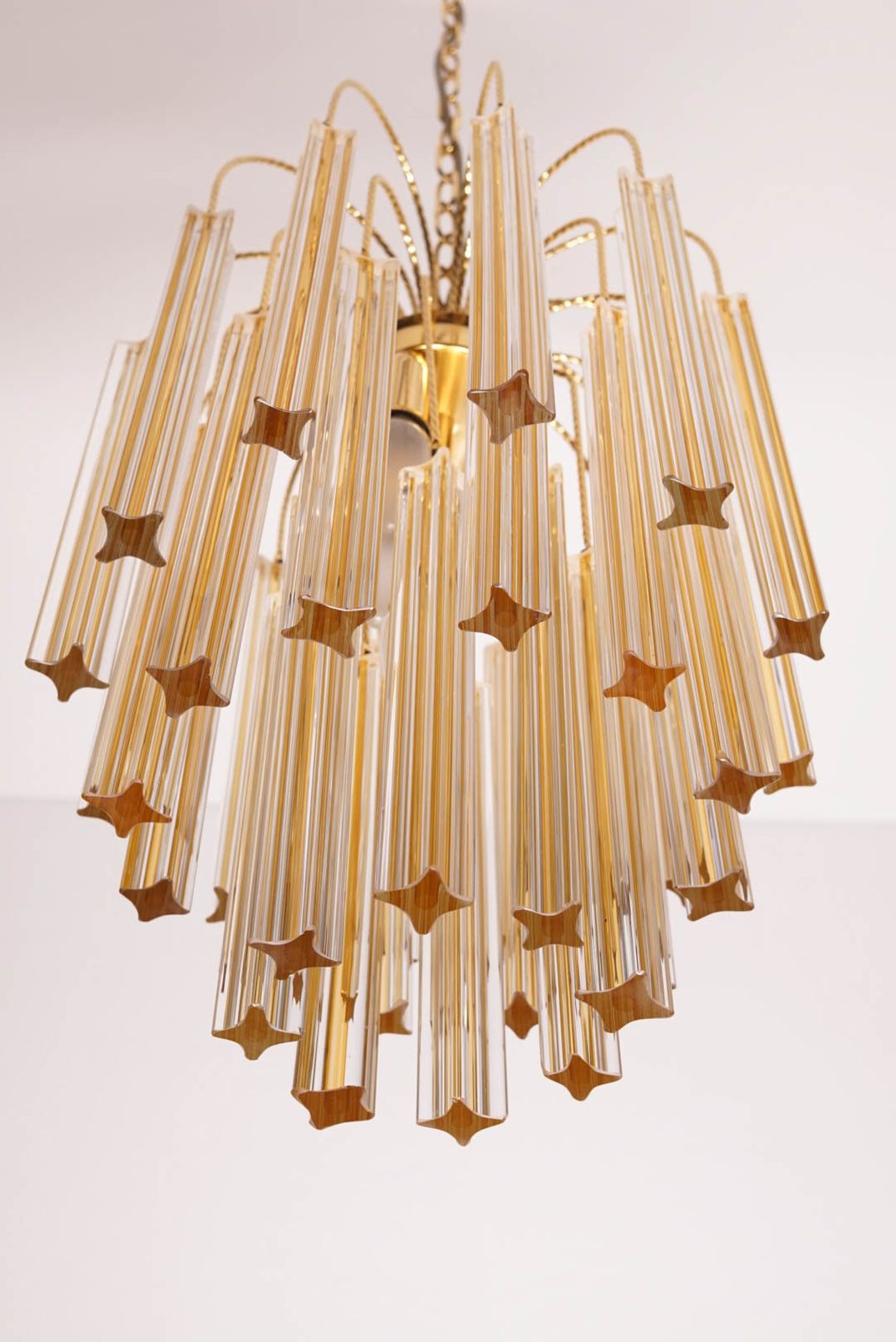 Vintage Venini Chandelier With Two Tone Murano Glass photo buy
