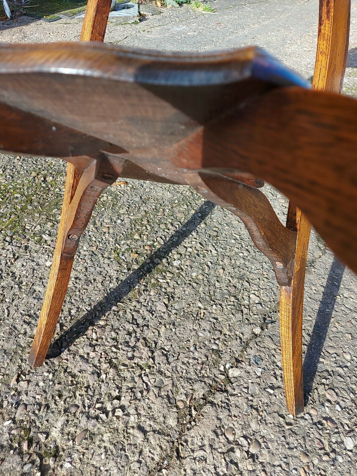 photo for sale Beautiful Antique Oak Side Hall Table Scallop Edge Plant Lamp Stand