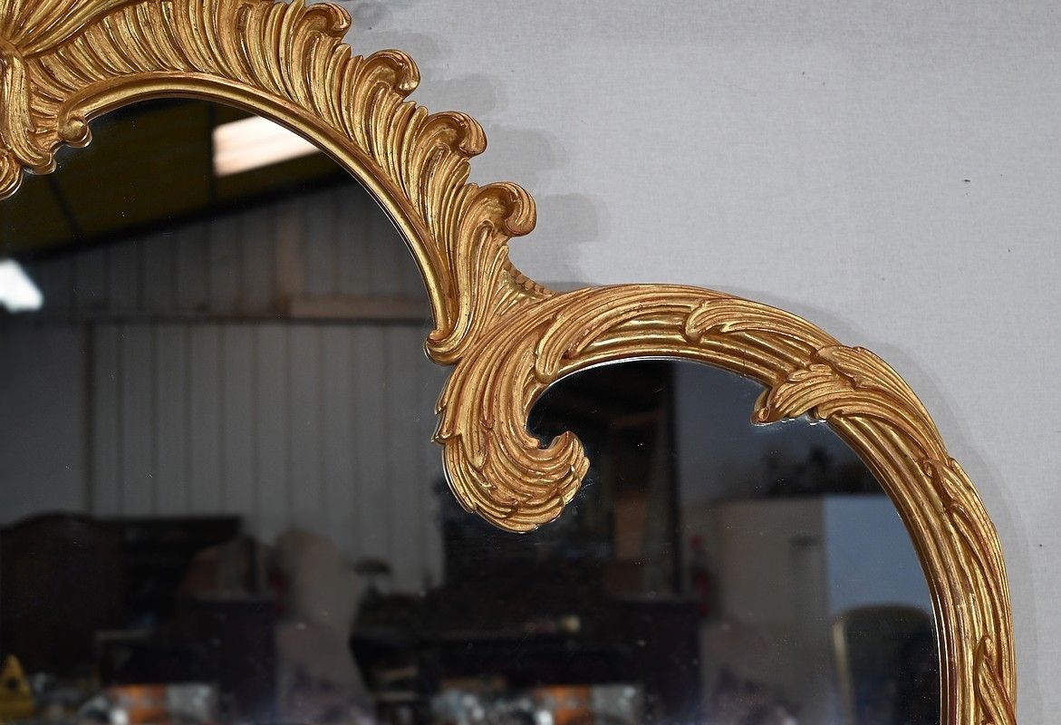 photo furniture Important Mirror In Golden Wood, Louis XV Style, Mid 20th Century