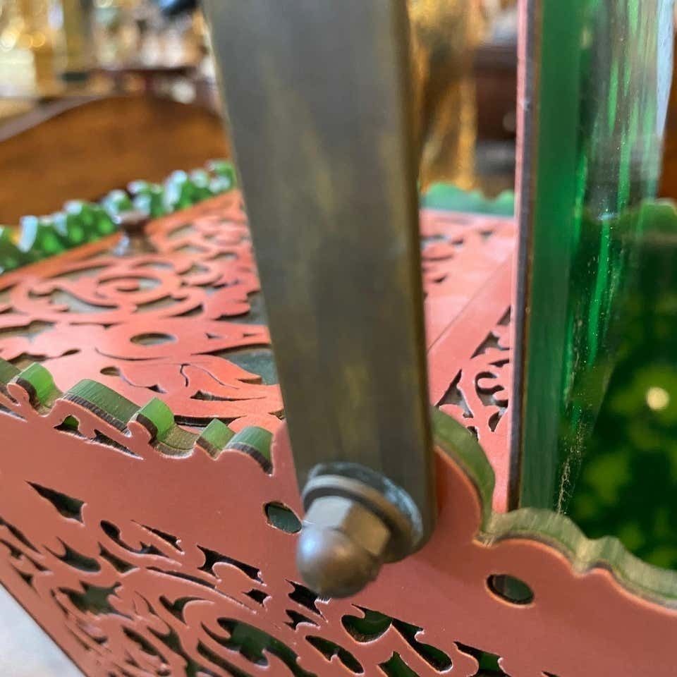 1960s Green And Pink Plexiglass And Brass Italian Basket photo 270.0