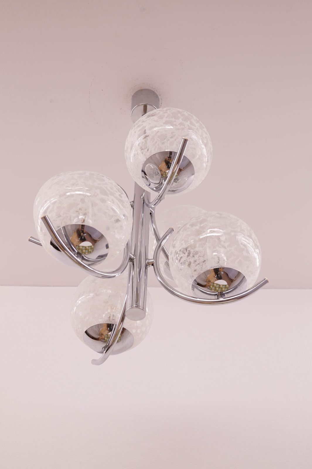 Vintage Chrome And Glass Chandelier By Richard Essig photo Lighting