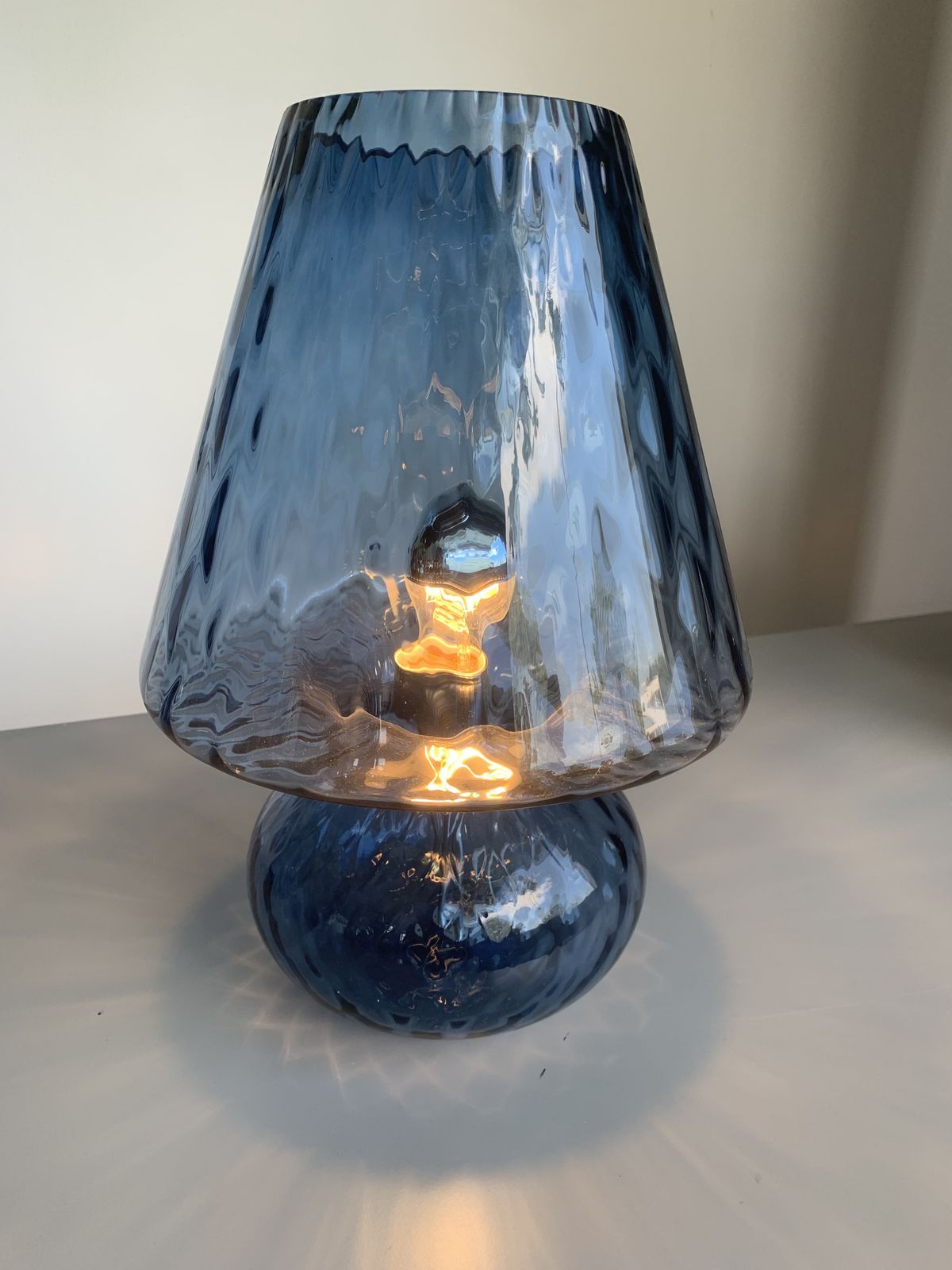 Table Lamp Murano Glass  Venetian Lamp In Blue Murano Glass With "Ballotton" Like Venini Style photo furniture