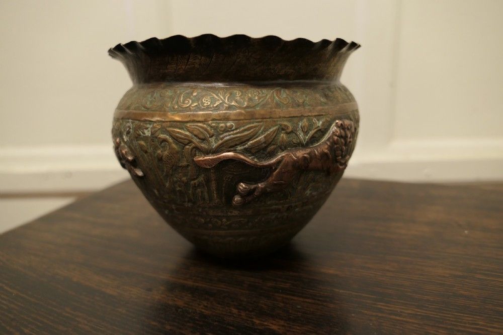 A Pair Of 19th Century North African Brass And Copper Jardiniere Pots photo for sale