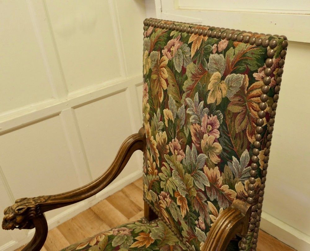 Furniture A Pair Of French Arts And Crafts Gothic Walnut Library Chairs photo