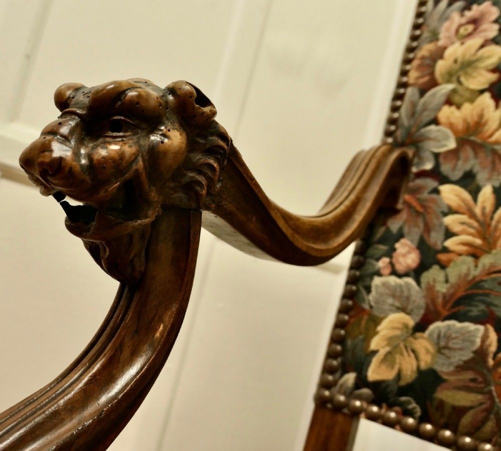 photo vinterior A Pair Of French Arts And Crafts Gothic Walnut Library Chairs