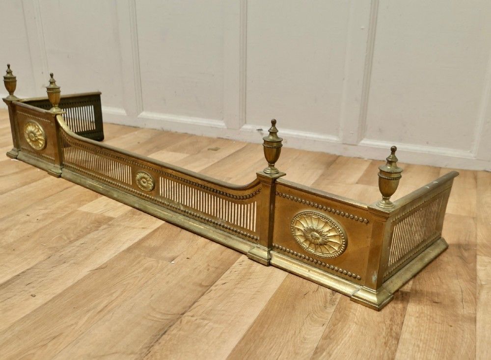 Large Victorian Regency Style Pierced Brass Fender photo for sale