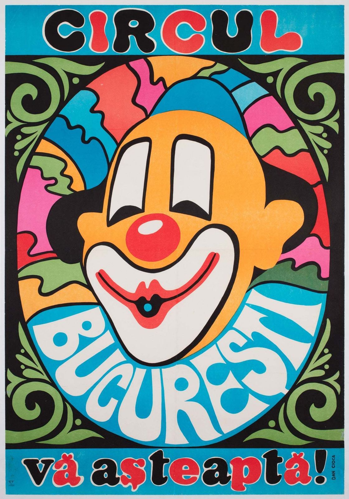 Bucharest Clown 1974 Romanian Circus Poster, Cioca