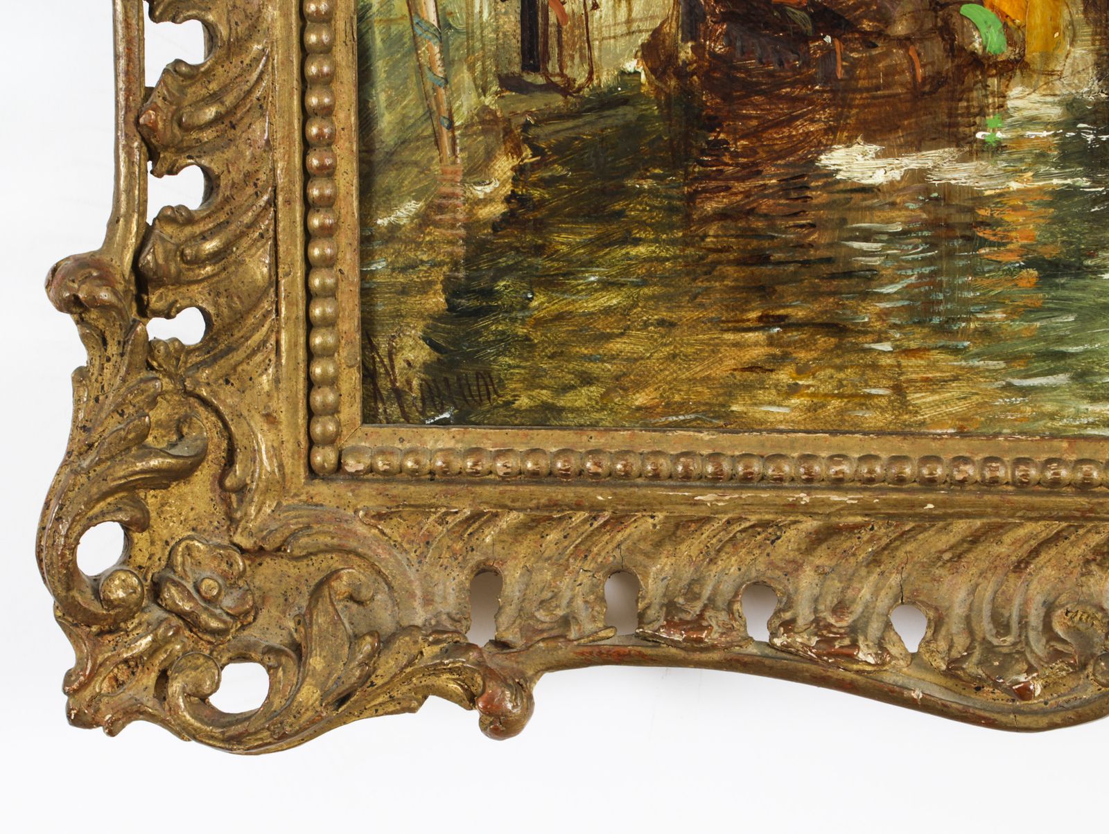 Antique Oil Painting View Of San Simeone Piccolo J.Vivian 19th C photo buy