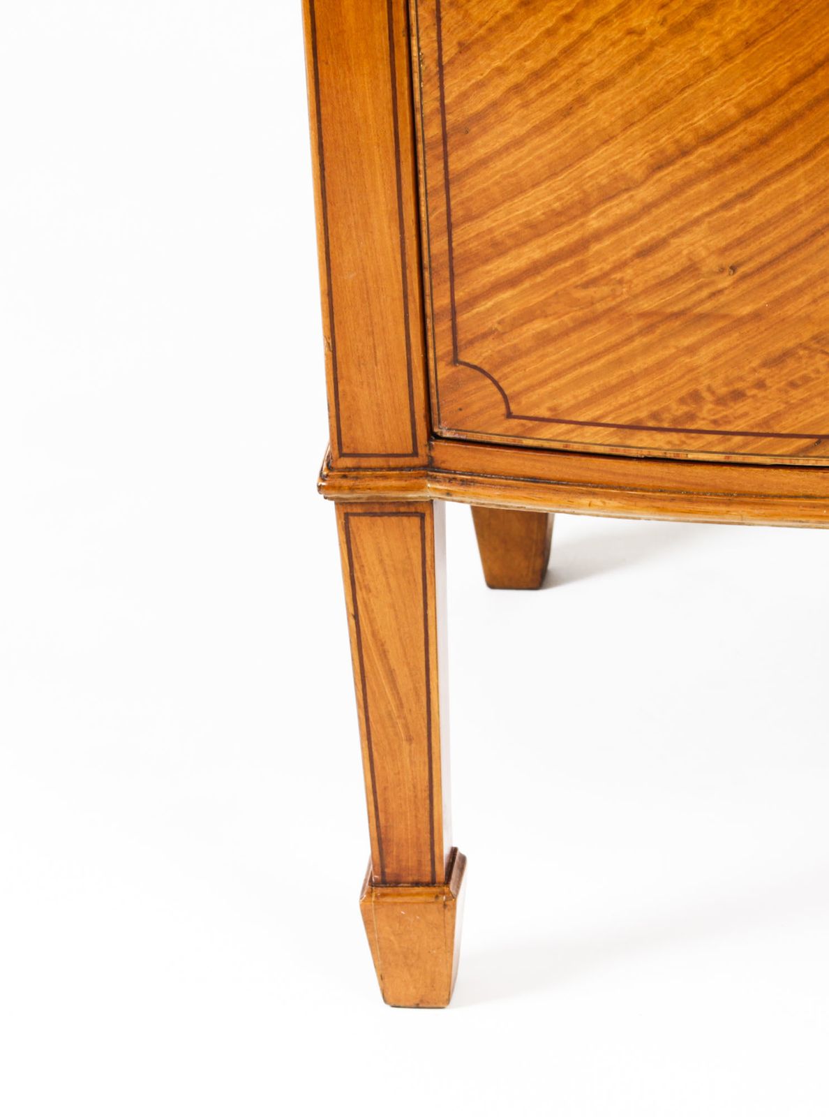 950.0 Antique Satinwood & Inlaid Bedside Cabinet C.1880 19th Century photo