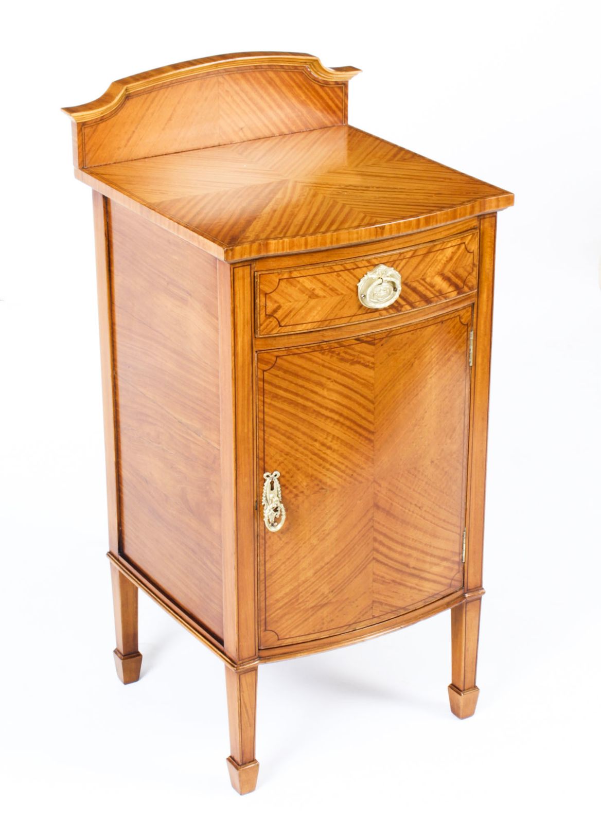 photo buy Antique Satinwood & Inlaid Bedside Cabinet C.1880 19th Century
