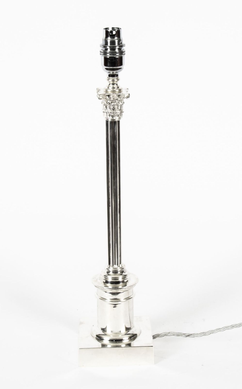 Edwardian Silver Plated Corinthian Column Table Lamp Circa1910