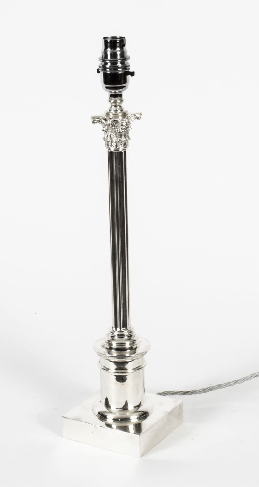 Edwardian Silver Plated Corinthian Column Table Lamp Circa1910 photo furniture