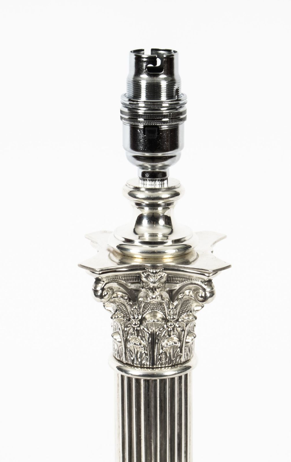 Edwardian Silver Plated Corinthian Column Table Lamp Circa1910 photo Lighting