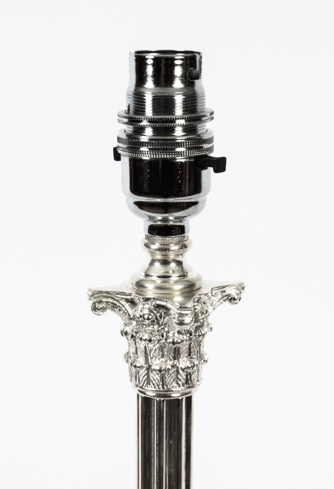 Edwardian Silver Plated Corinthian Column Table Lamp Circa1910 photo vinterior