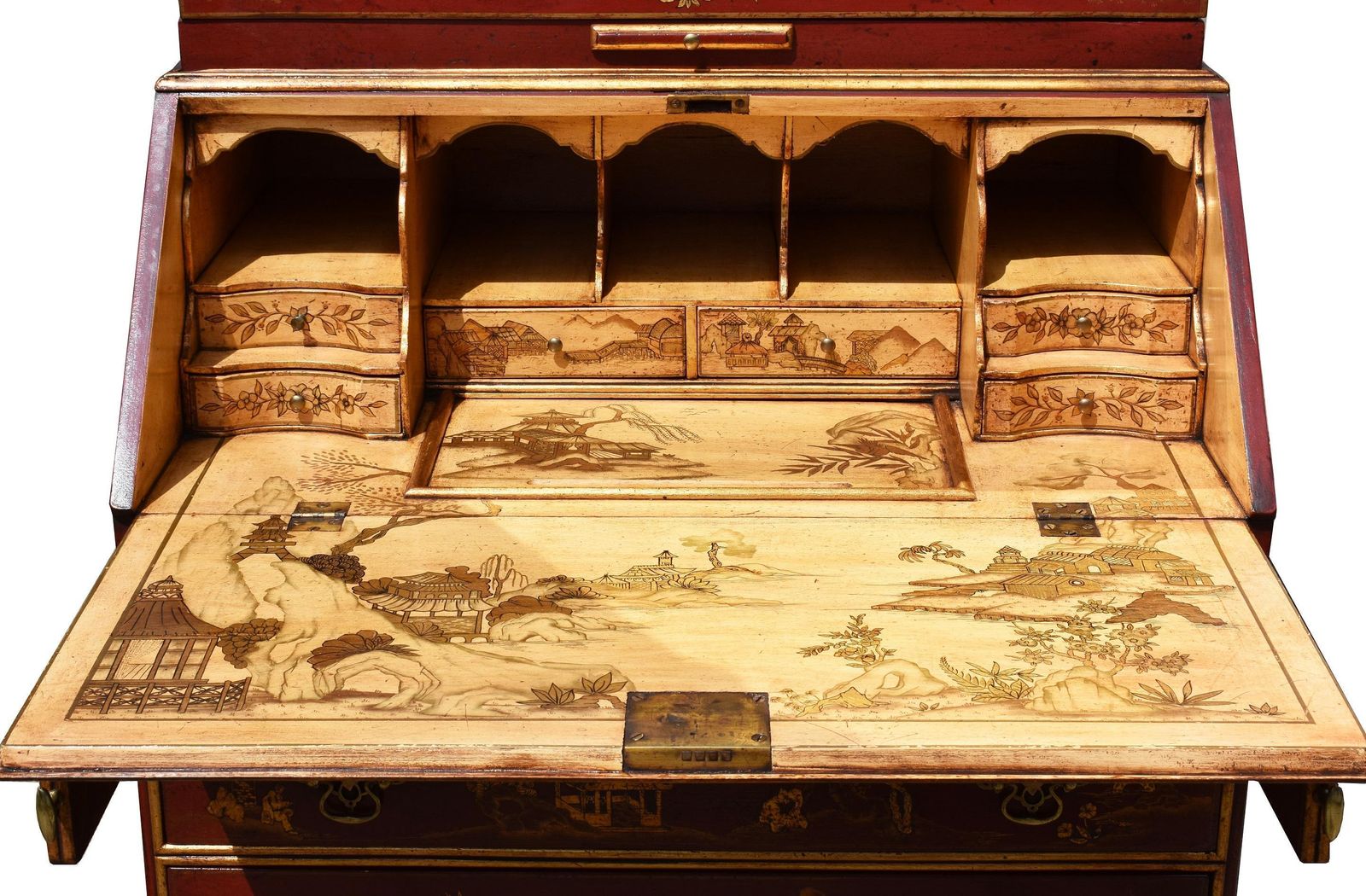Furniture 18th Century Lacquer And Gilt Chinoiserie Bureau Bookcase photo