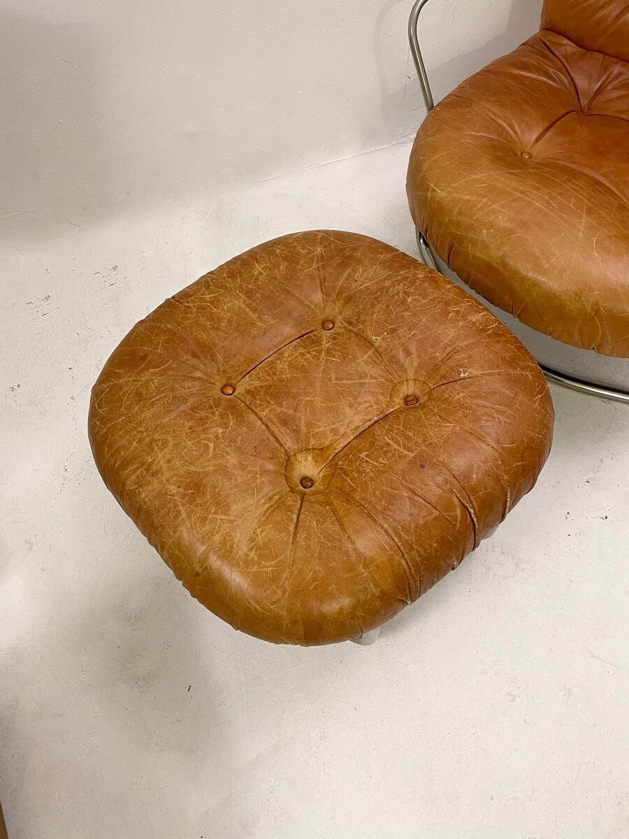 Mid Century Modern Cognac Leather Armchair And Ottoman Mod 915 By Carlo De Carli photo Furniture