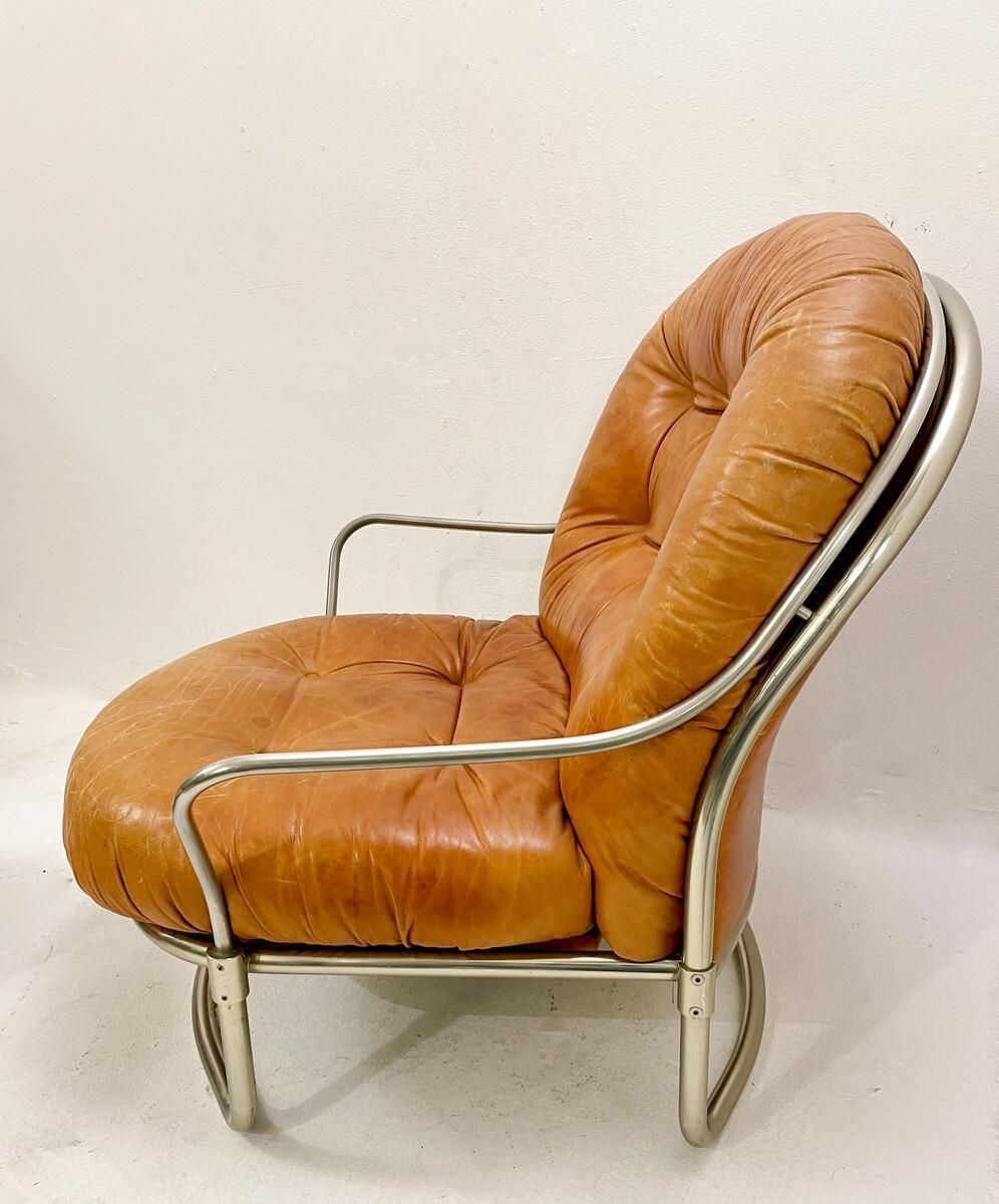 Mid Century Modern Cognac Leather Armchair And Ottoman Mod 915 By Carlo De Carli photo vinterior