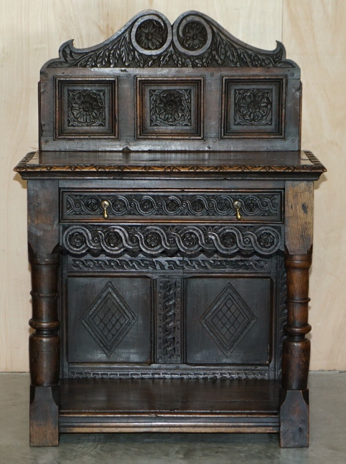 Antique 18th Century Circa 1720 Gothic Jacobean Hall Console Table Single Drawer photo furniture
