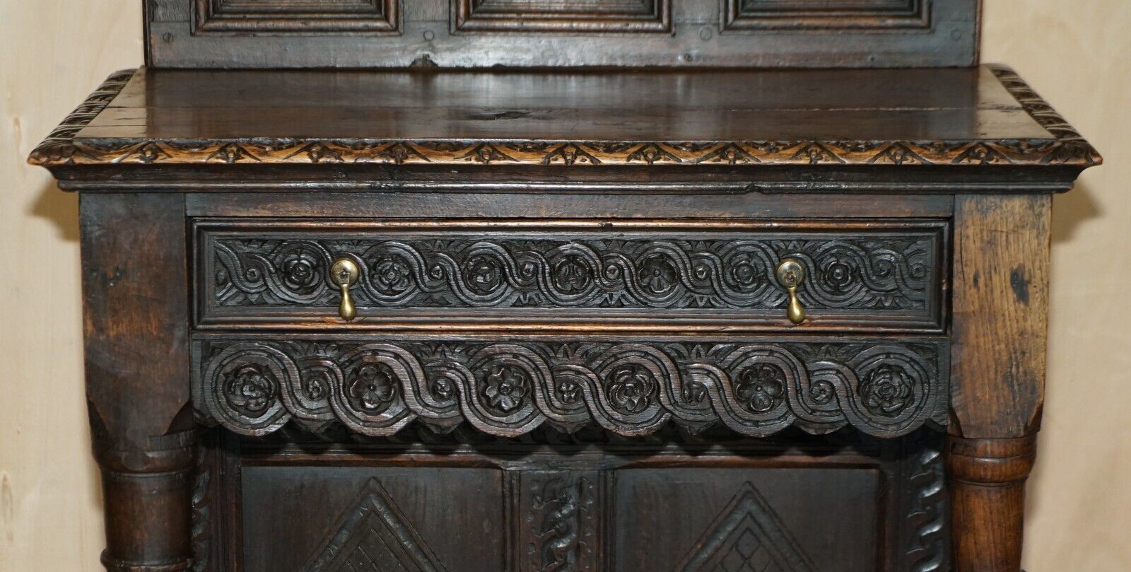 Antique 18th Century Circa 1720 Gothic Jacobean Hall Console Table Single Drawer photo buy