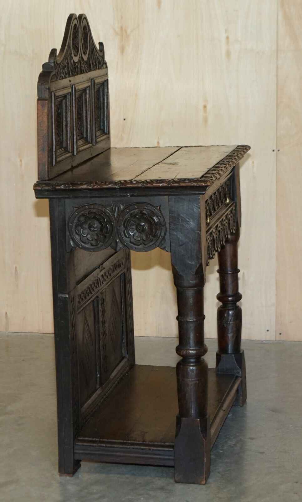 photo for sale Antique 18th Century Circa 1720 Gothic Jacobean Hall Console Table Single Drawer