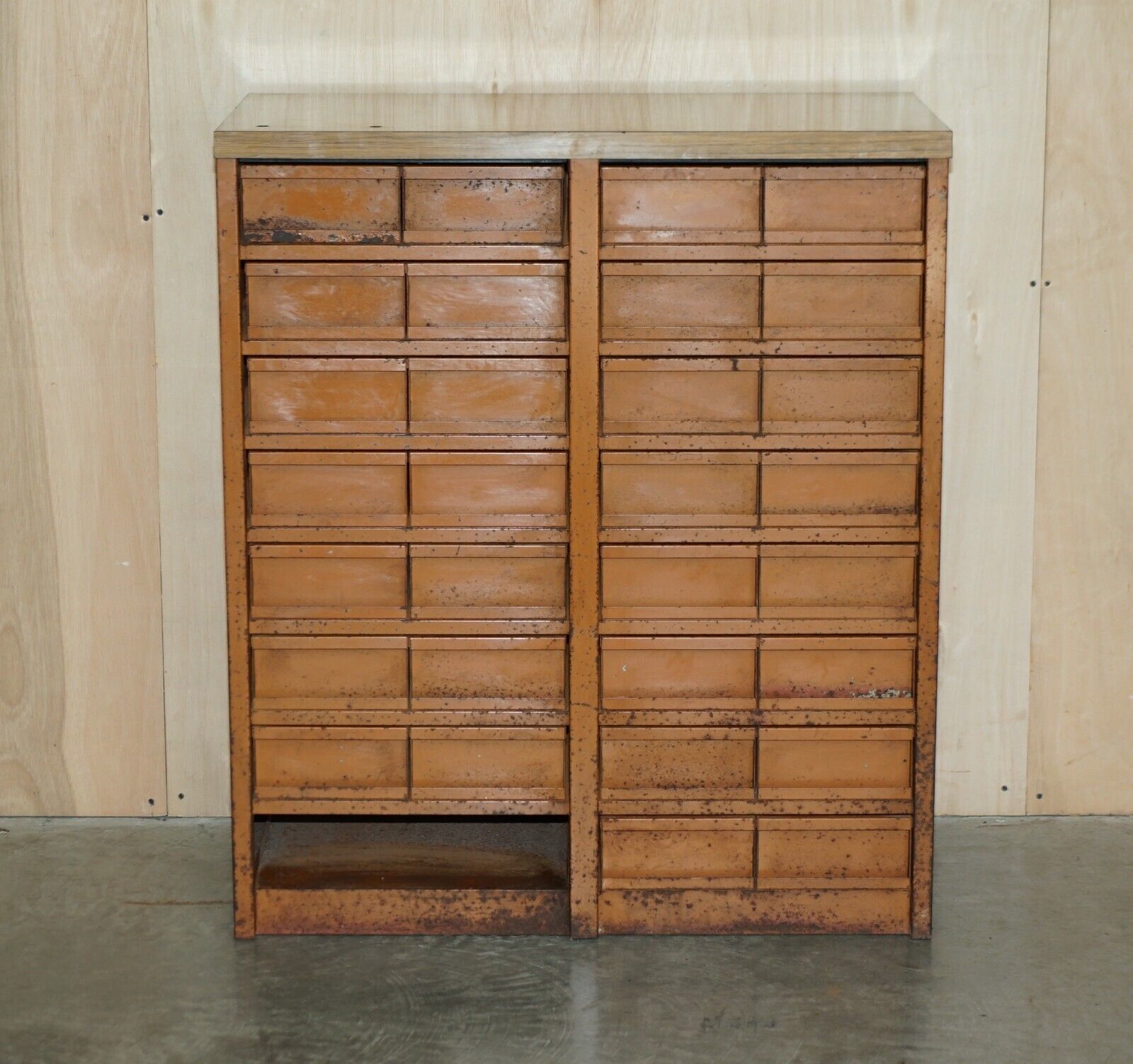 Antique Industrial Metal Workers Chest Of Drawers For Screws Nuts And Bolts photo furniture