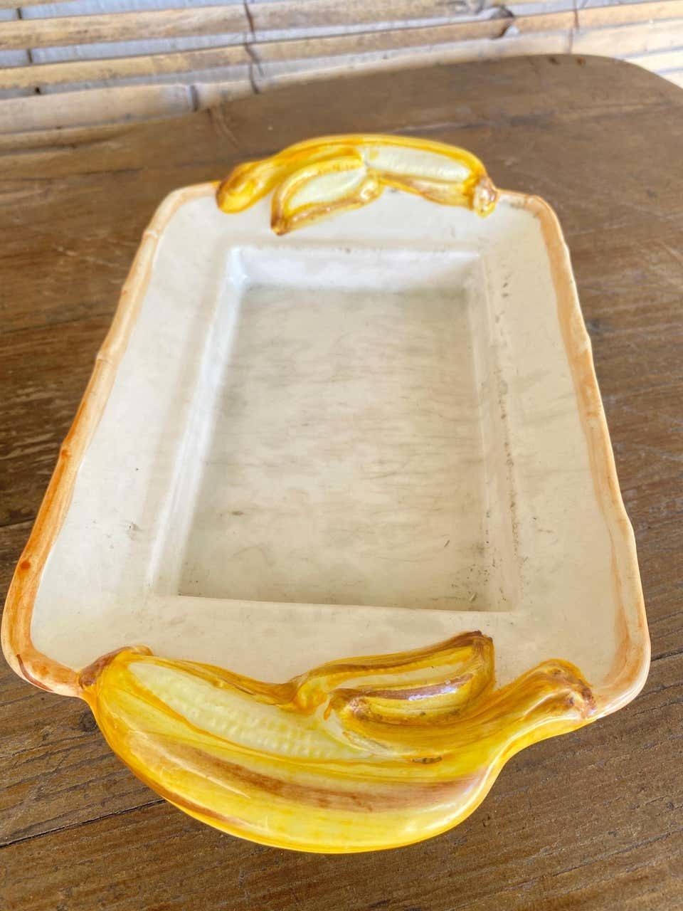 Butter Dish, Ceramic In The Style Of Majolica, Yellow Color, Portugal Circa 1970 photo buy