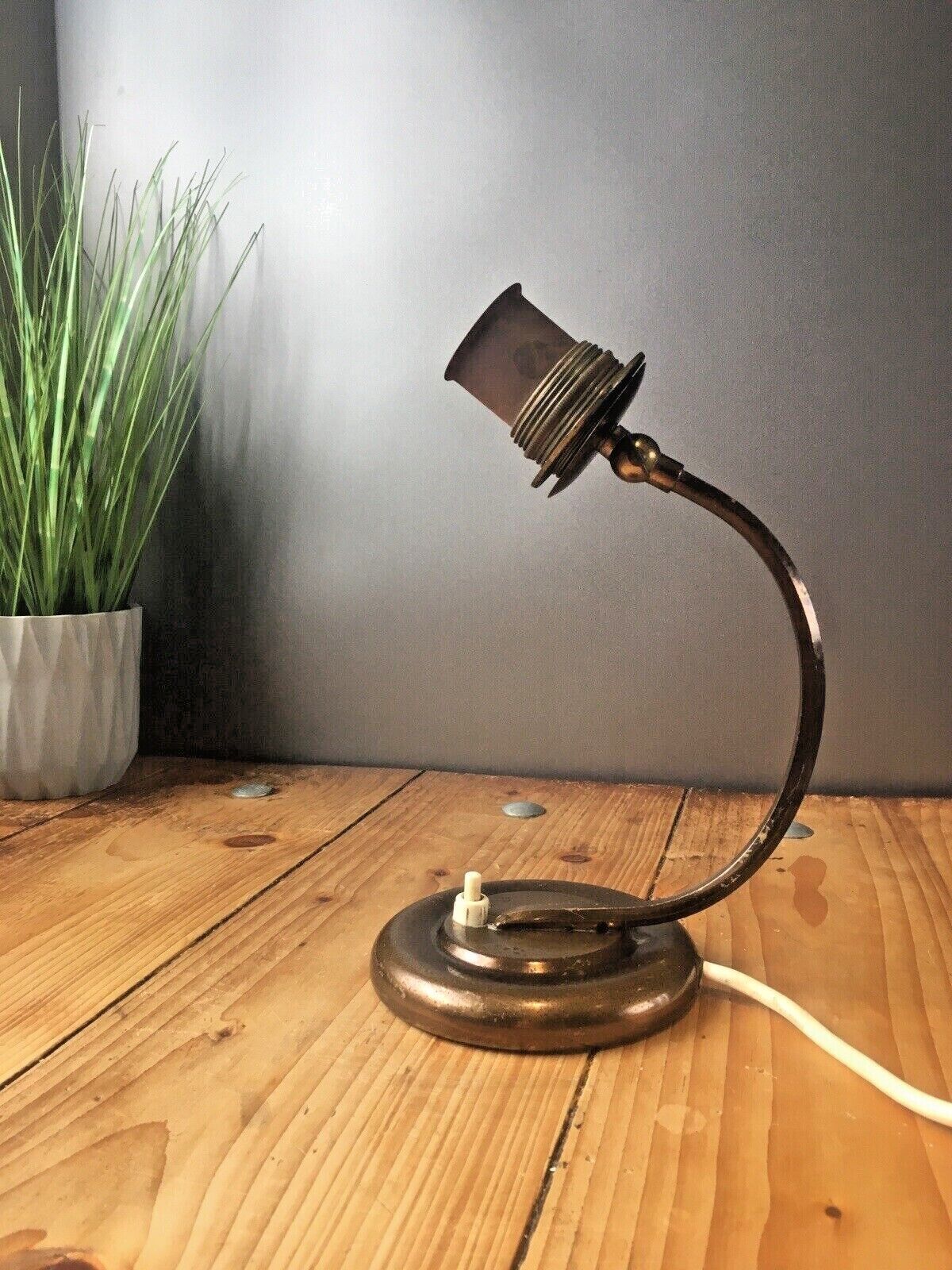 Art Deco Articulated European Bronze Tone Push Switch Bedside Table / Desk Lamp photo furniture