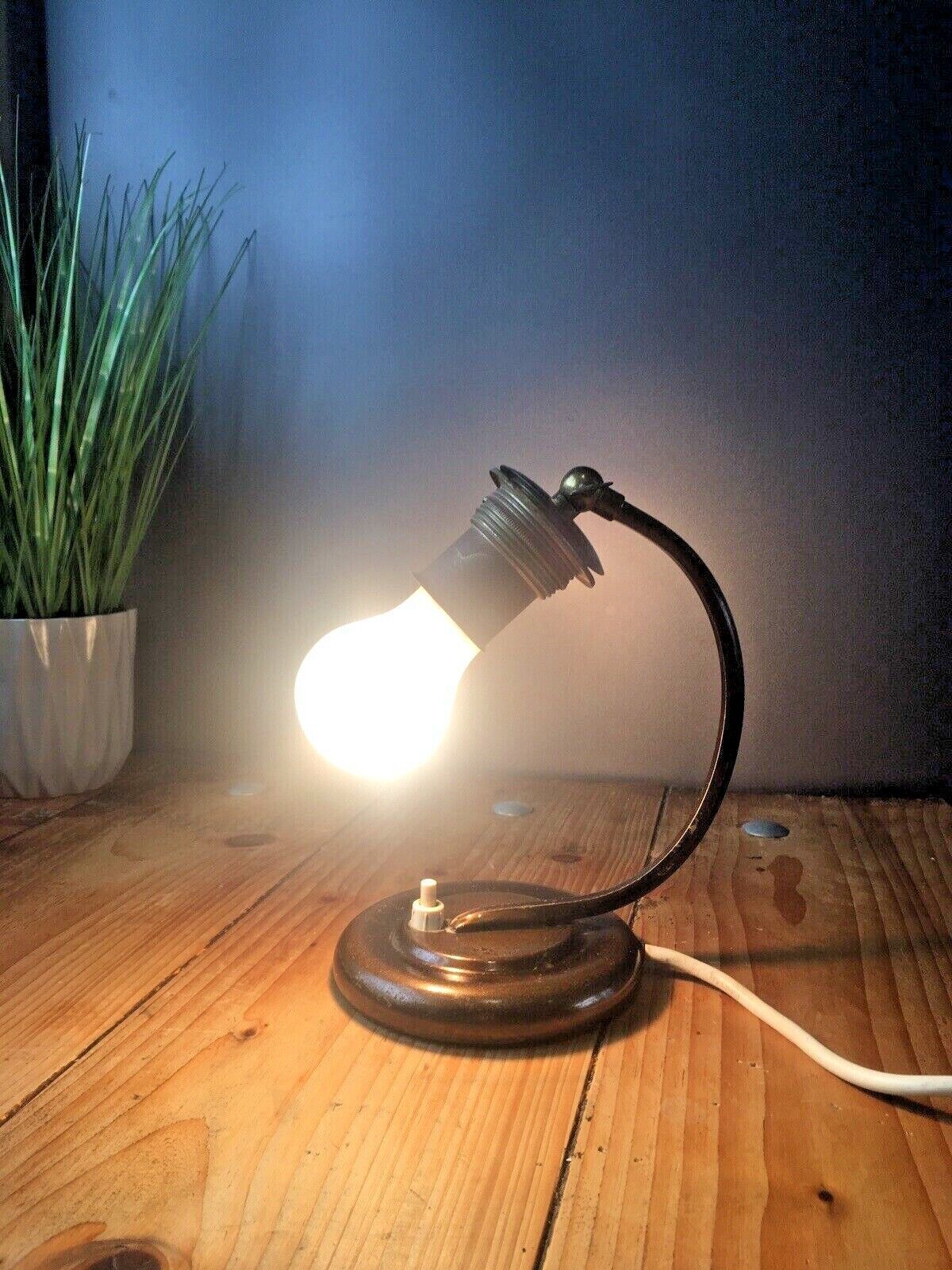 Lighting Art Deco Articulated European Bronze Tone Push Switch Bedside Table / Desk Lamp photo