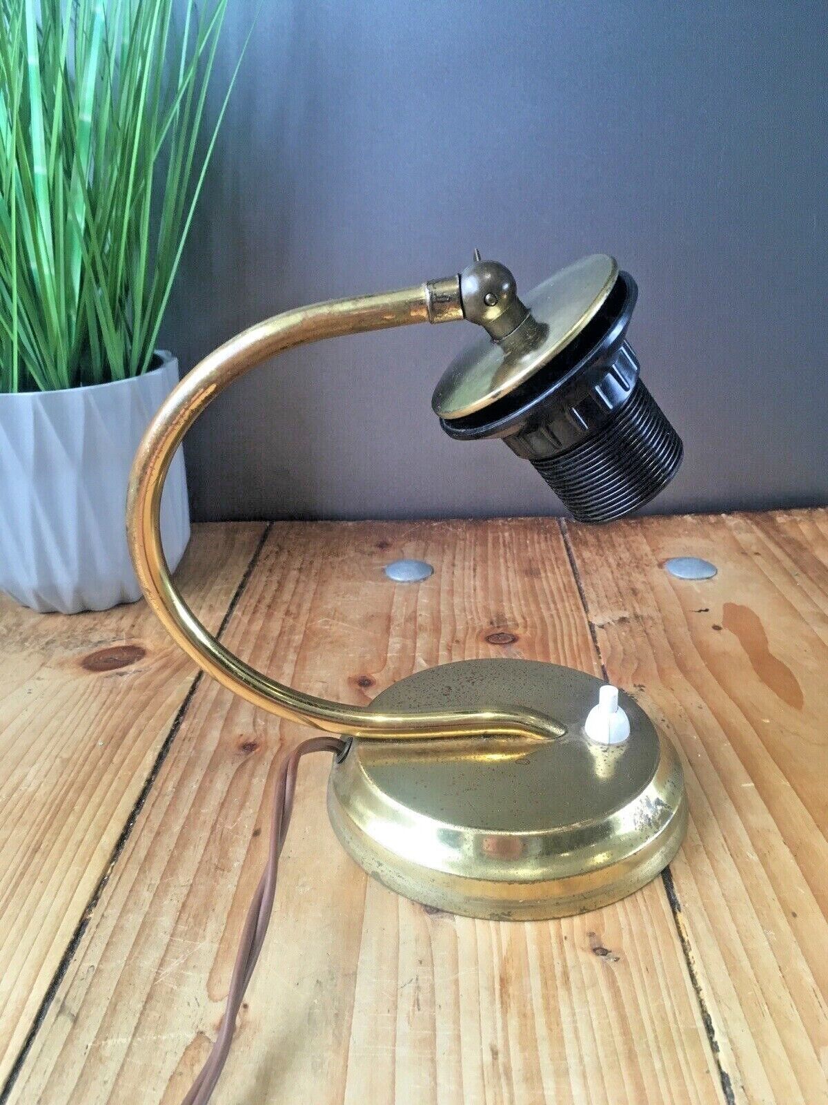 Art Deco Articulated European Brass Plated Push Switch Bedside Table / Desk Lamp photo for sale
