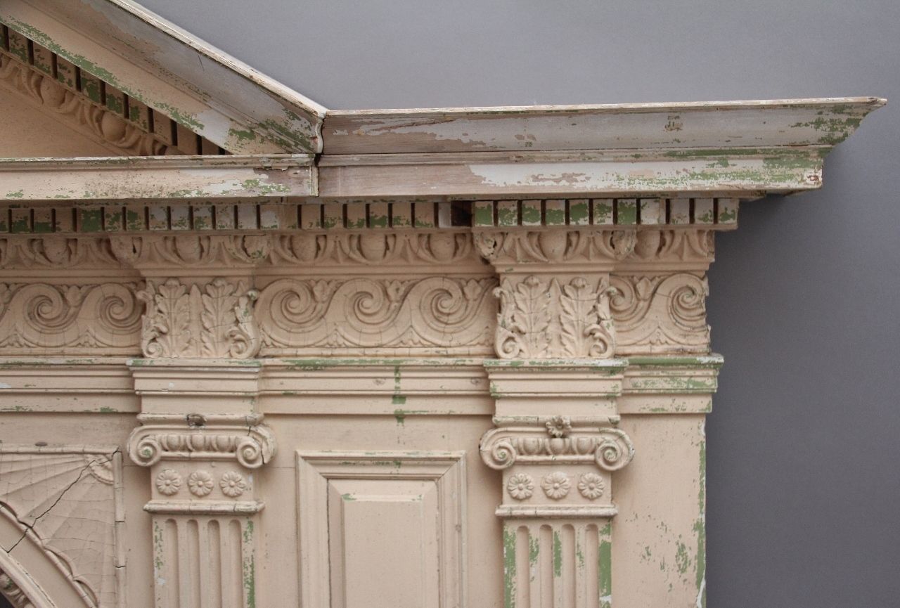 Superb Quality Antique 18th Century Painted Pine Overmantle photo buy