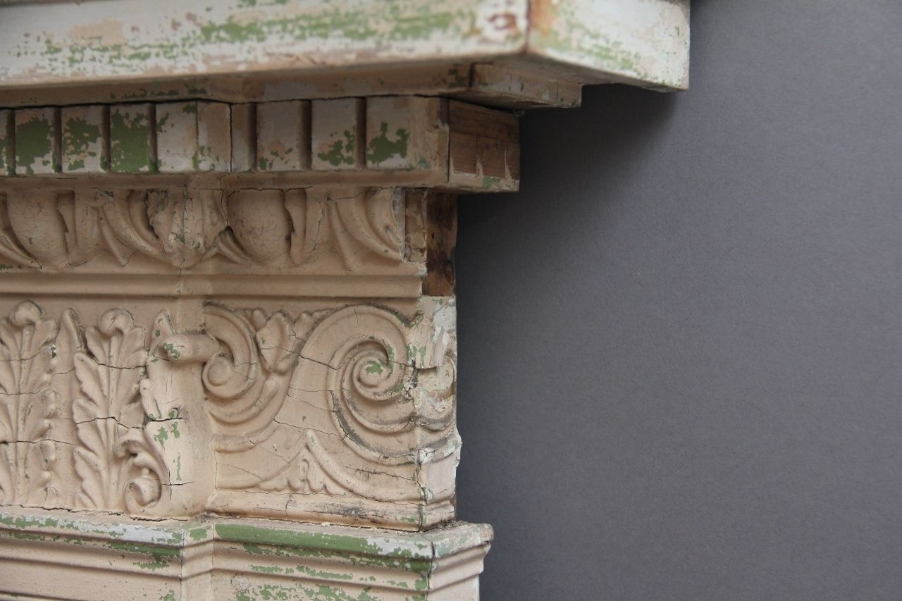 photo furniture Superb Quality Antique 18th Century Painted Pine Overmantle