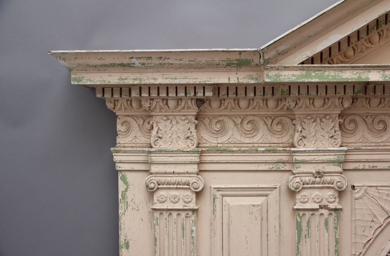 photo for sale Superb Quality Antique 18th Century Painted Pine Overmantle