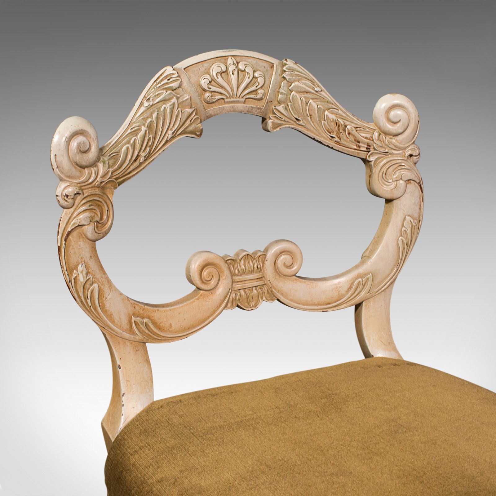 Furniture Pair Of Antique Side Chairs, French, Painted, Hall, Occasional Seat photo