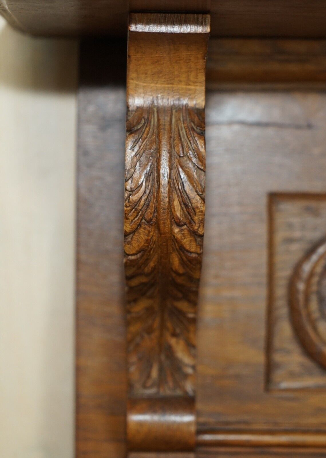photo for sale Lovely Dutch Heavily Carved Oak Coat Hat Scarf Wall Rack Hanger Romantic Hooks