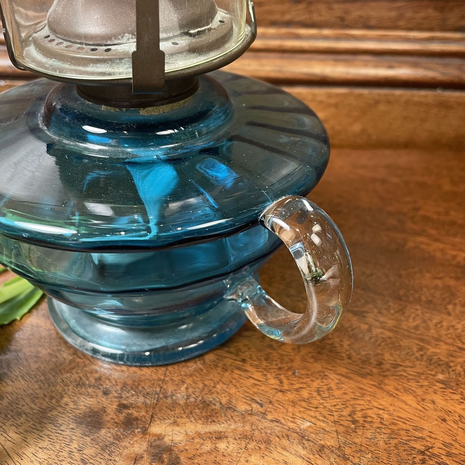 Victorian Blue Glass Oil Lamp photo furniture