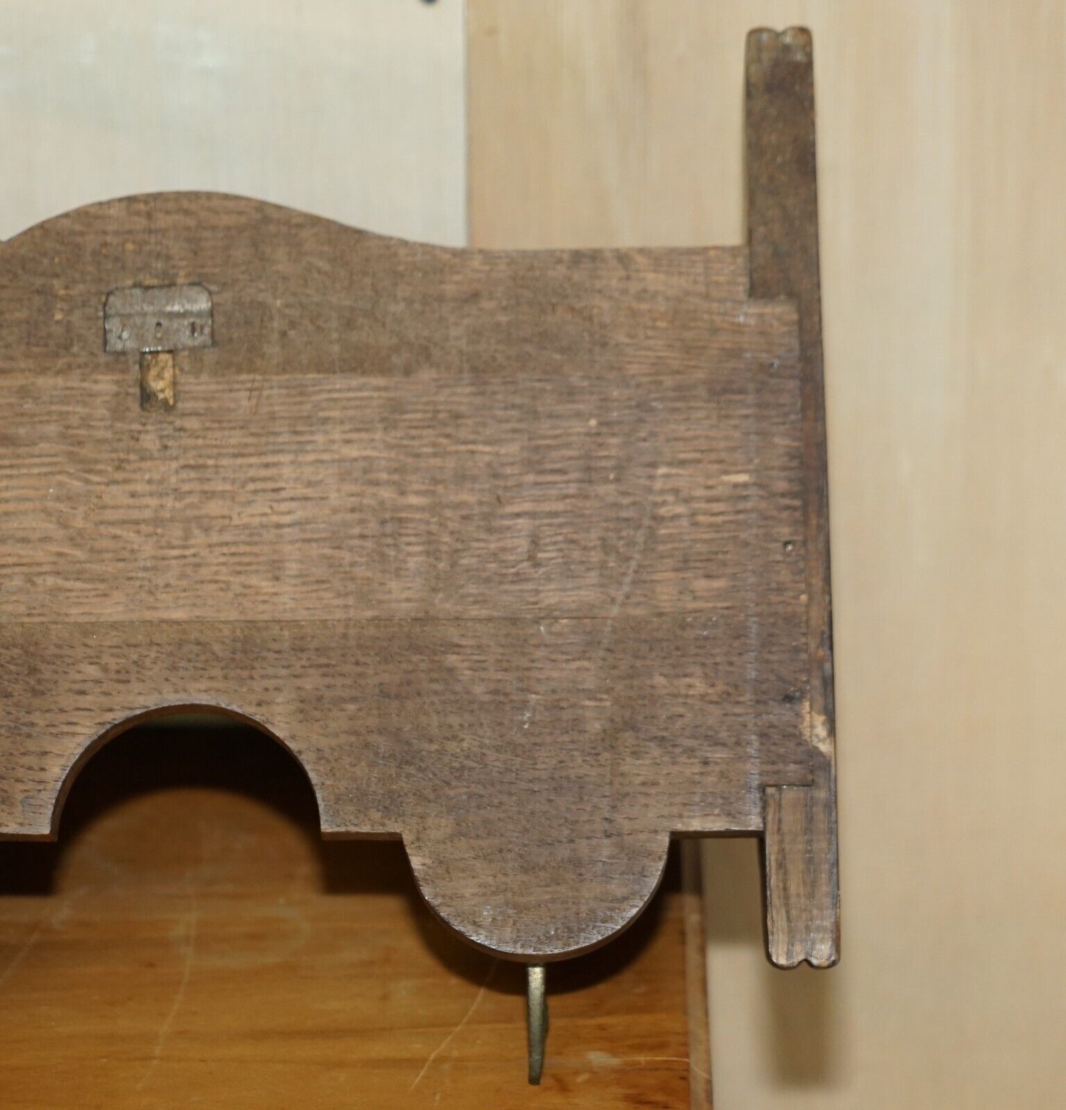 950.0 Lovely Antique Dutch Fine Cherub Oak Coat Hat Scarf Wall Rack Hanger Royal Hooks photo