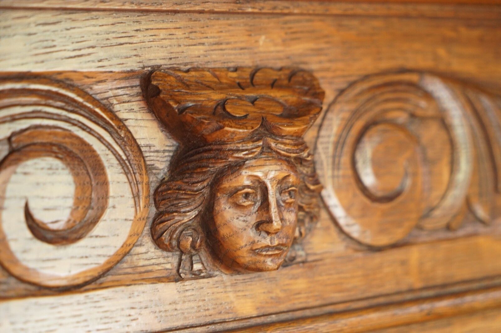 photo furniture Fine Dutch Heavily Carved Oak Coat Hat Scarf Wall Rack Hanger Romantic Hooks
