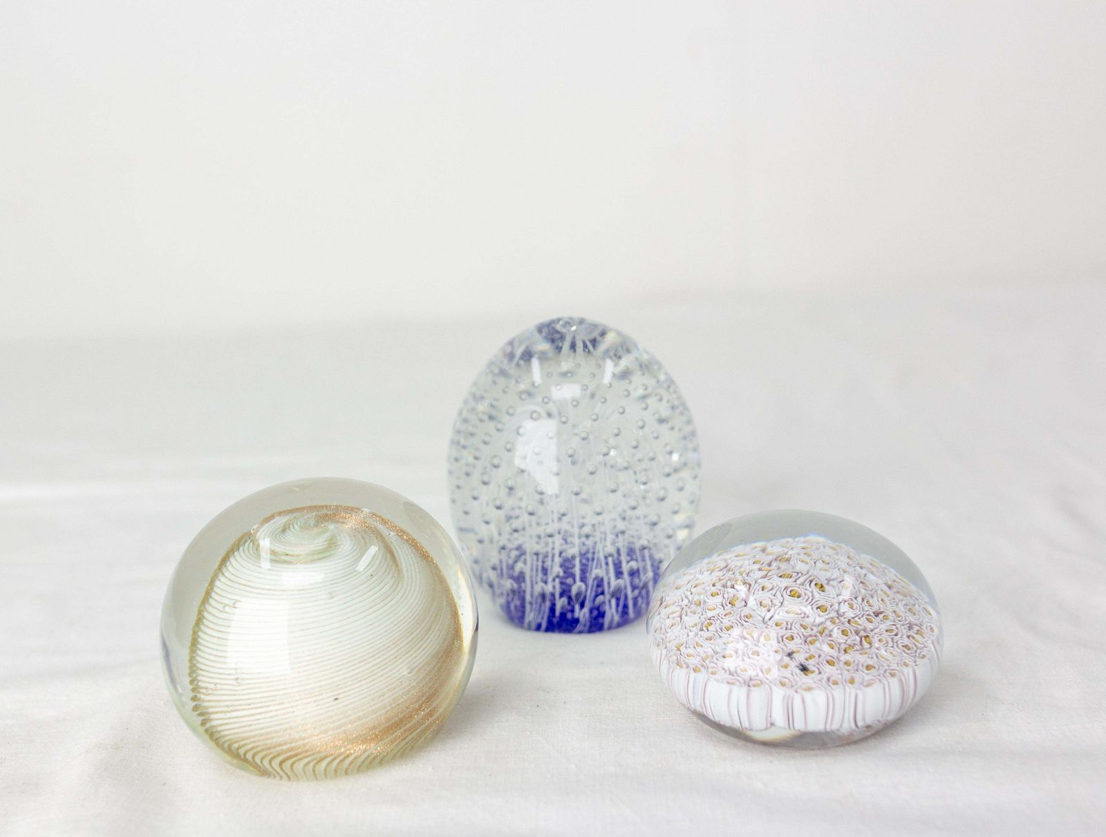 Midcentury Set Of Three Glass Paperweights, Italian Murano, Circa 1960 photo furniture