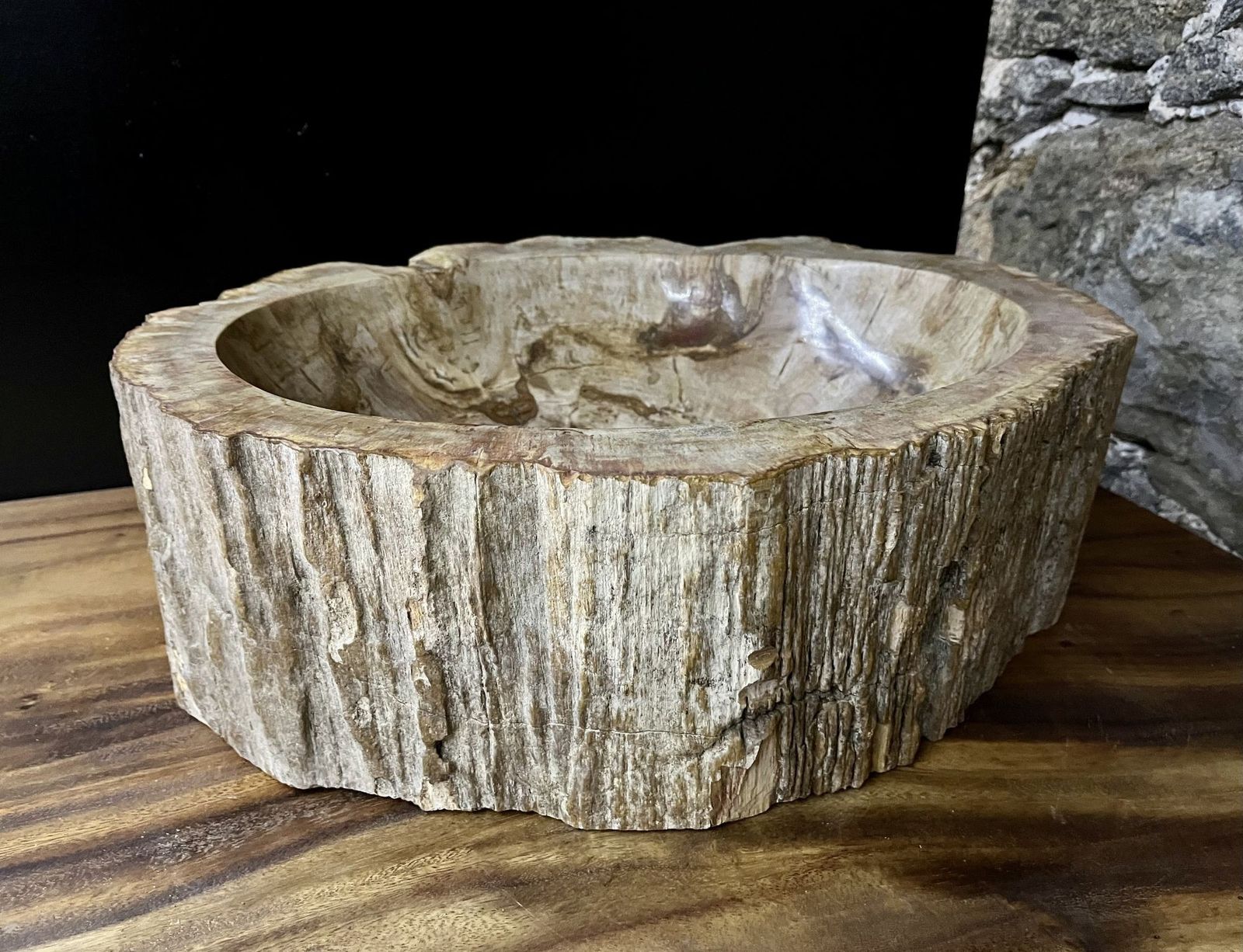 Petrified Wood Sink Beige/ Brown/ Grey Tones, Polished   Top Quality photo 1480.0