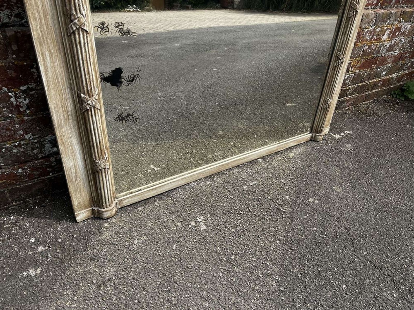 An Exceptional Large Antique French 19th C Painted Ribbed Mirror photo Home Decor