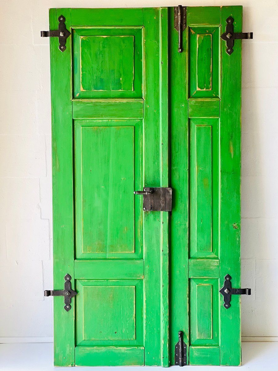 Antique Doors In Green Set Of 2