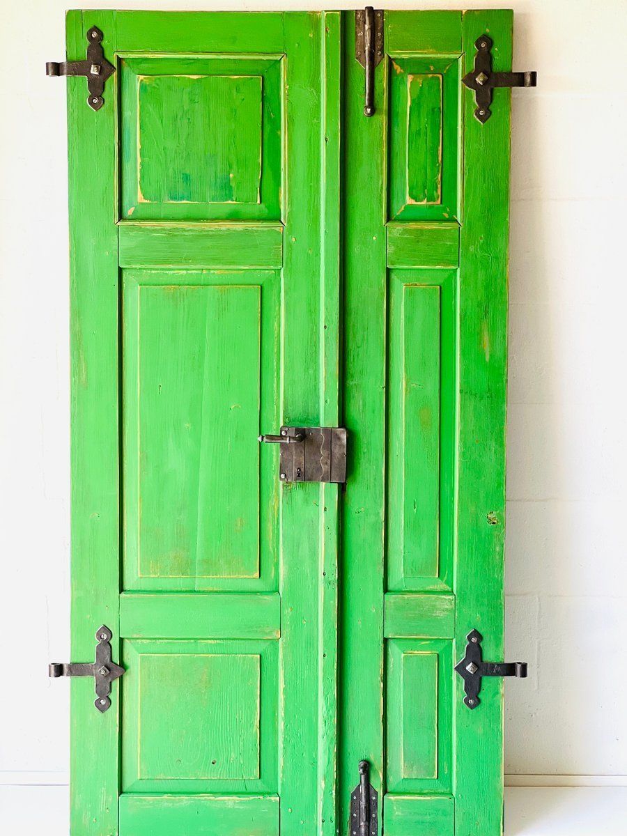 Antique Doors In Green Set Of 2 photo furniture