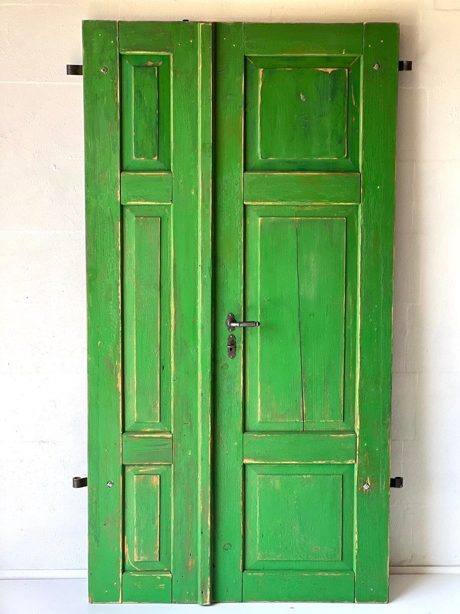 1945.0 Antique Doors In Green Set Of 2 photo