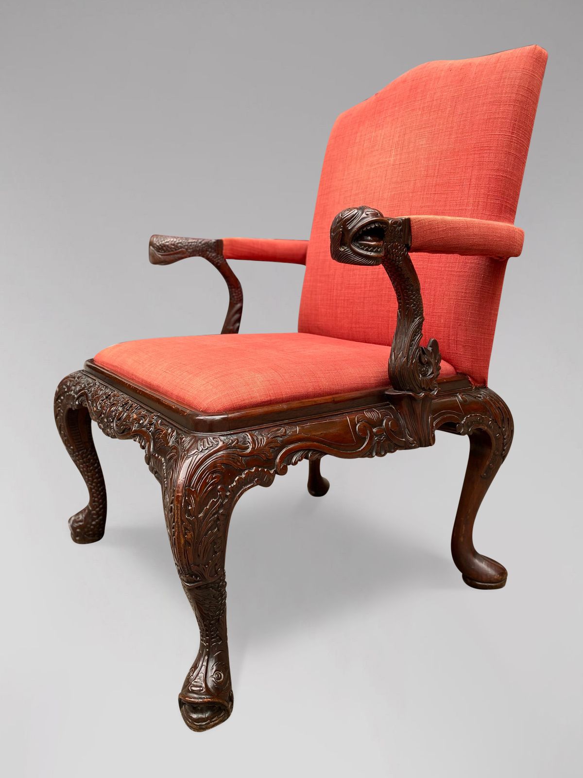 19th Century Carved Mahogany Gainsborough Armchair photo furniture