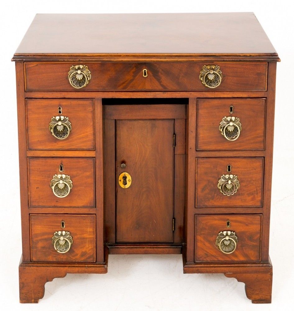 Antique Knee Hole Desk   Georgian Mahogany 18th Century photo Furniture