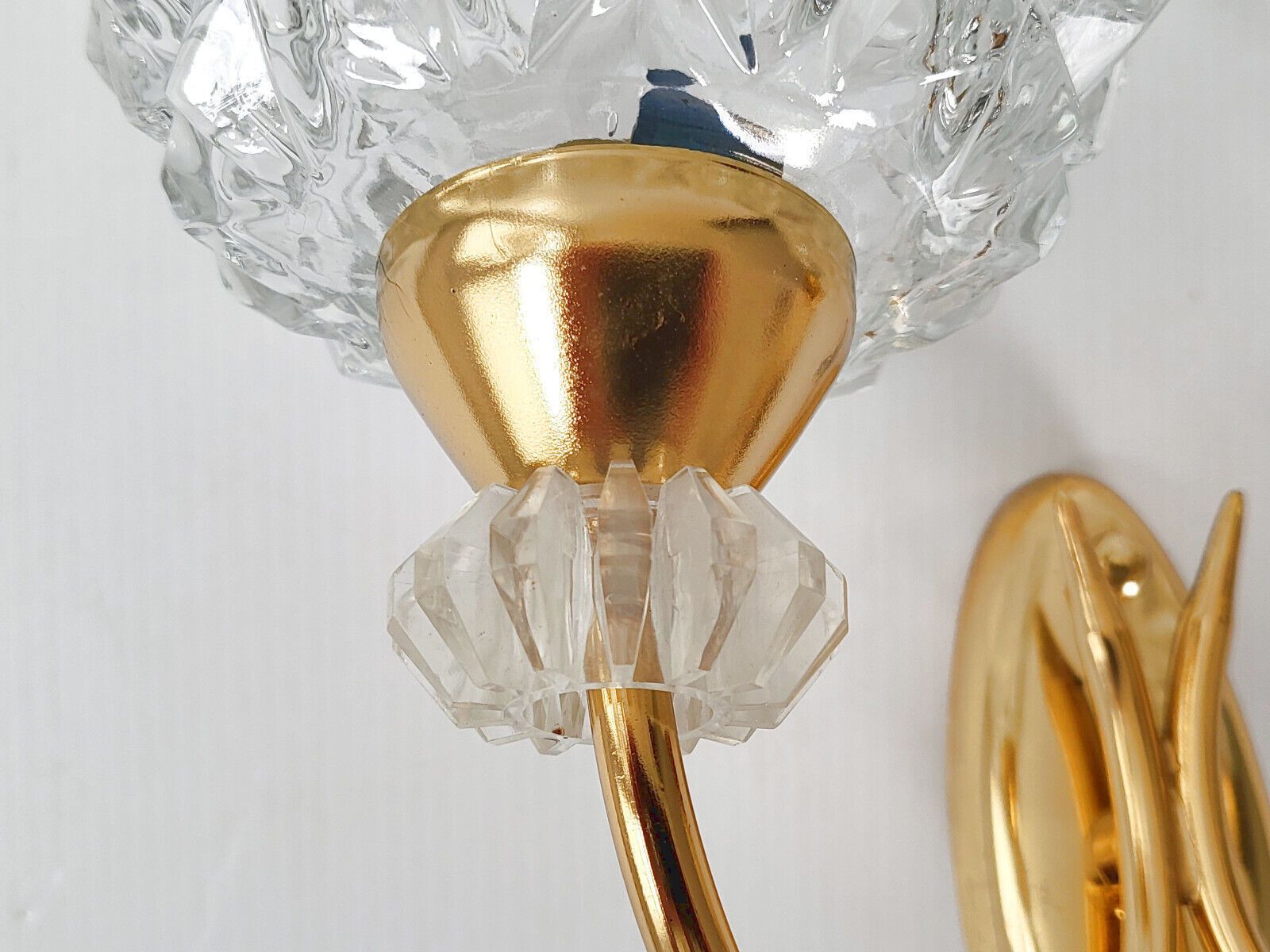 Vintage Applique 1950 Maison Arlus Plexiglass Glass & Golden Brass 50s 1950s photo for sale