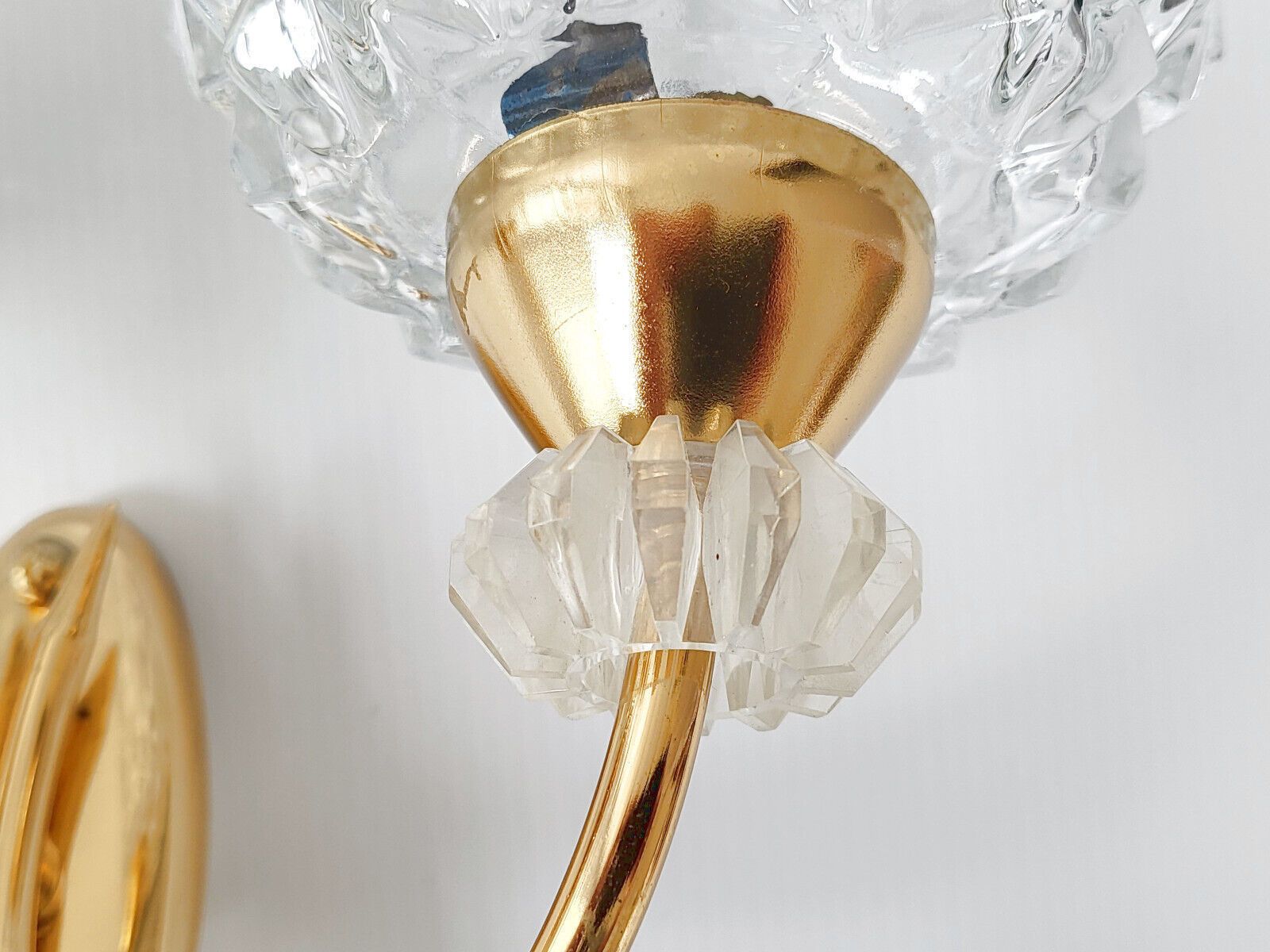 Paar Vintage Wandlampen, Maison Arlus, Glas En Messing, Ca. Jaren 1950 photo furniture