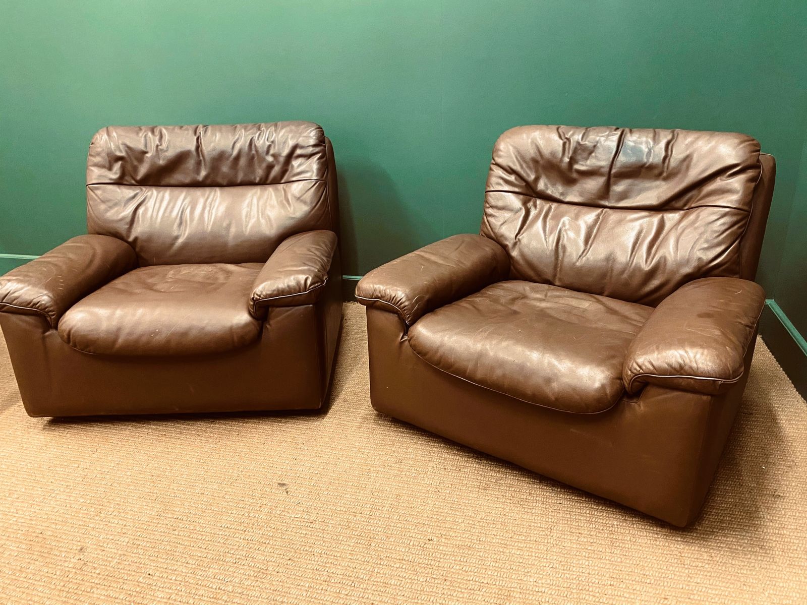 Pair Of De Sede Club Armchairs, Model Ds66 In Cognac Leather, Switzerland, 1978 By Carl Larsson