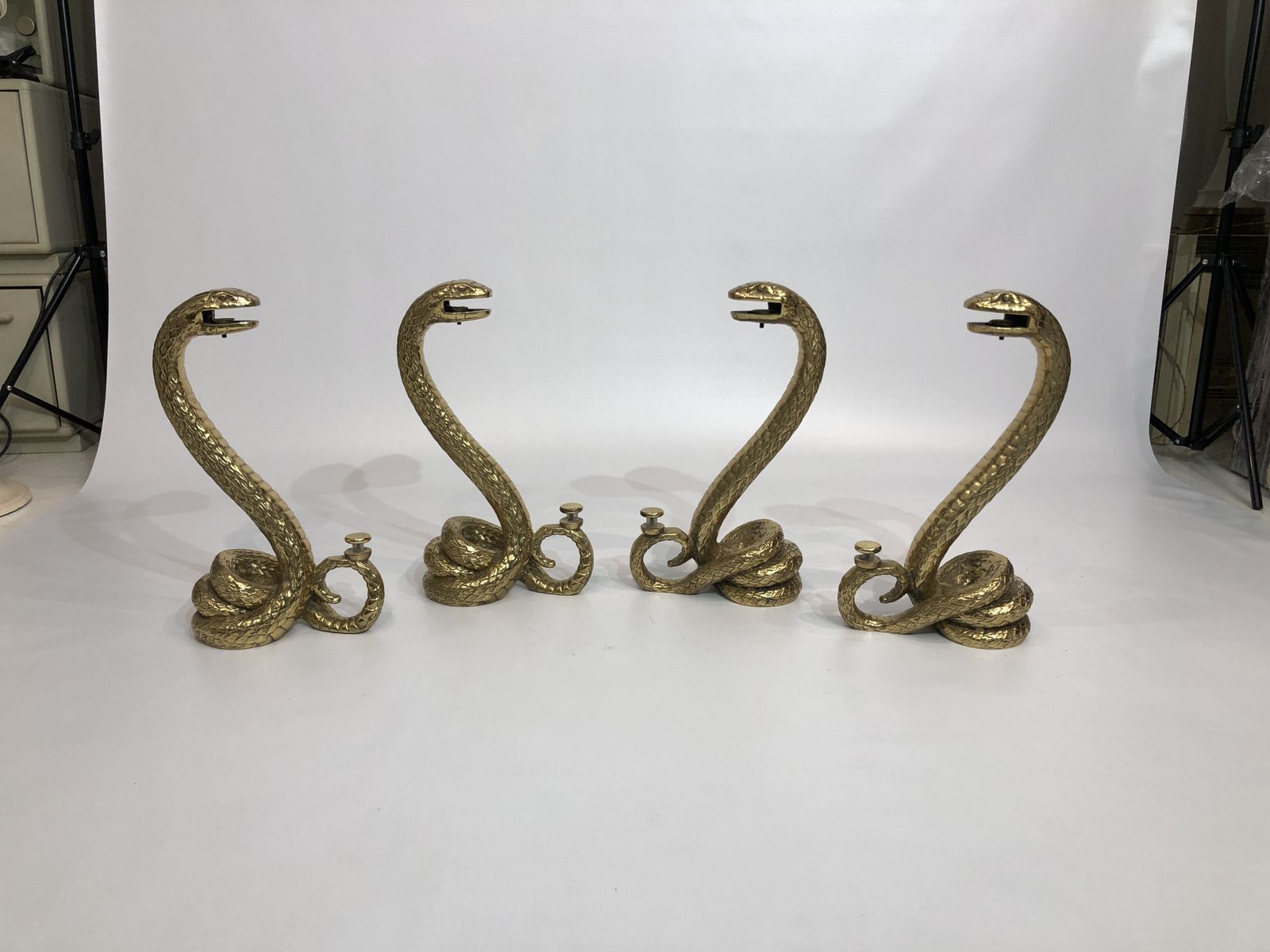 Alain Chevret Brass Snakes Coffee Table 1970s Two Tier Hollywood Regency photo Furniture